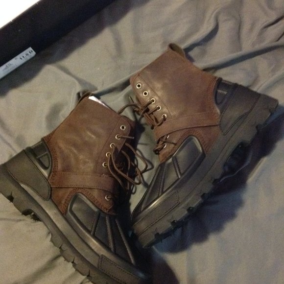 POLO by Ralph Lauren Men's Oslo Waterproof Brown Leather Boots -11.5D-New in Box - Picture 6 of 16